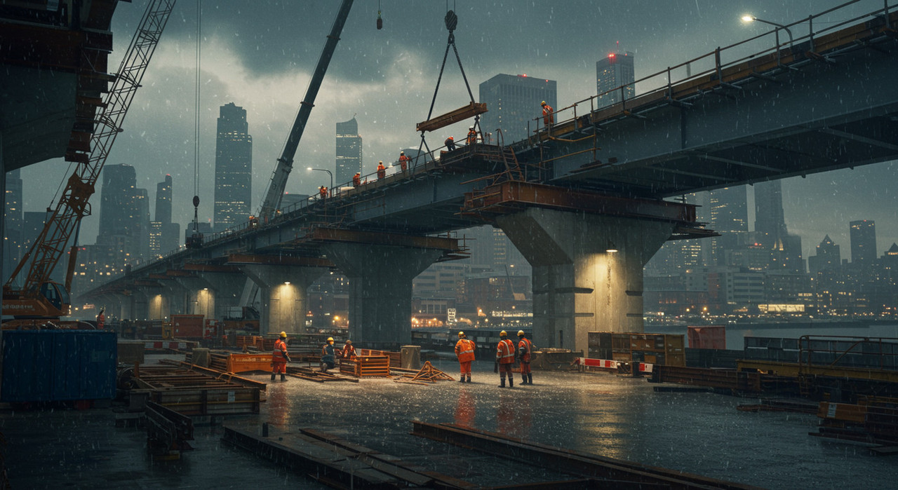 строительные работы в условиях плохой видимости