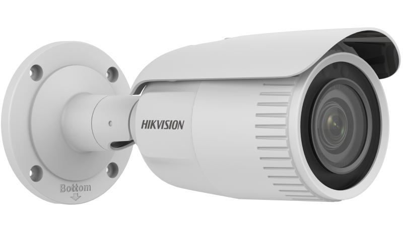 Cámara de seguridad tipo bullet Hikvision de 4MP con lente varifocal.
