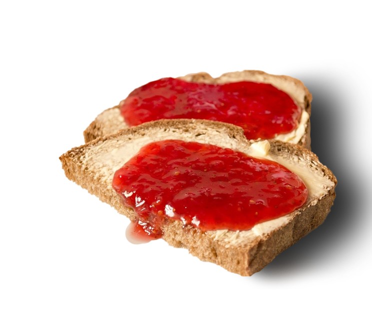 Tosta de mantequilla mermelada
