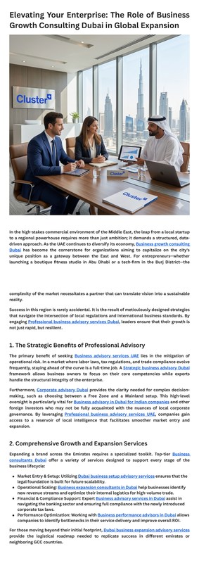 Business consultancy and advisory Dubai