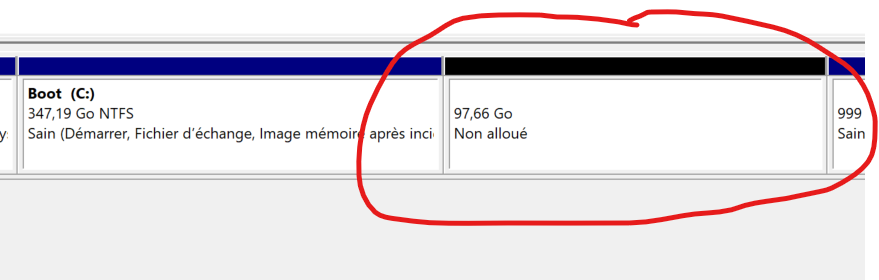 Espace non alloué