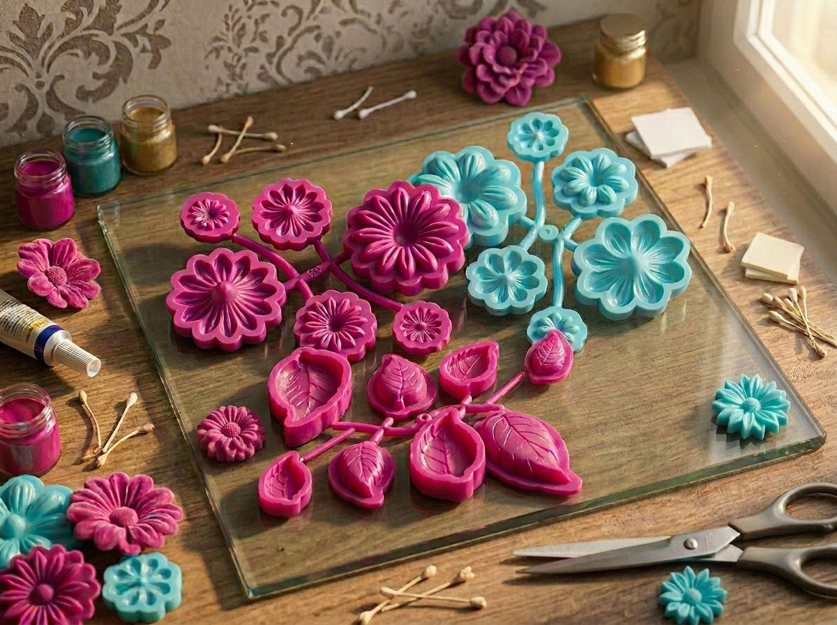Troquel par foami Hojas De Rosa y flores