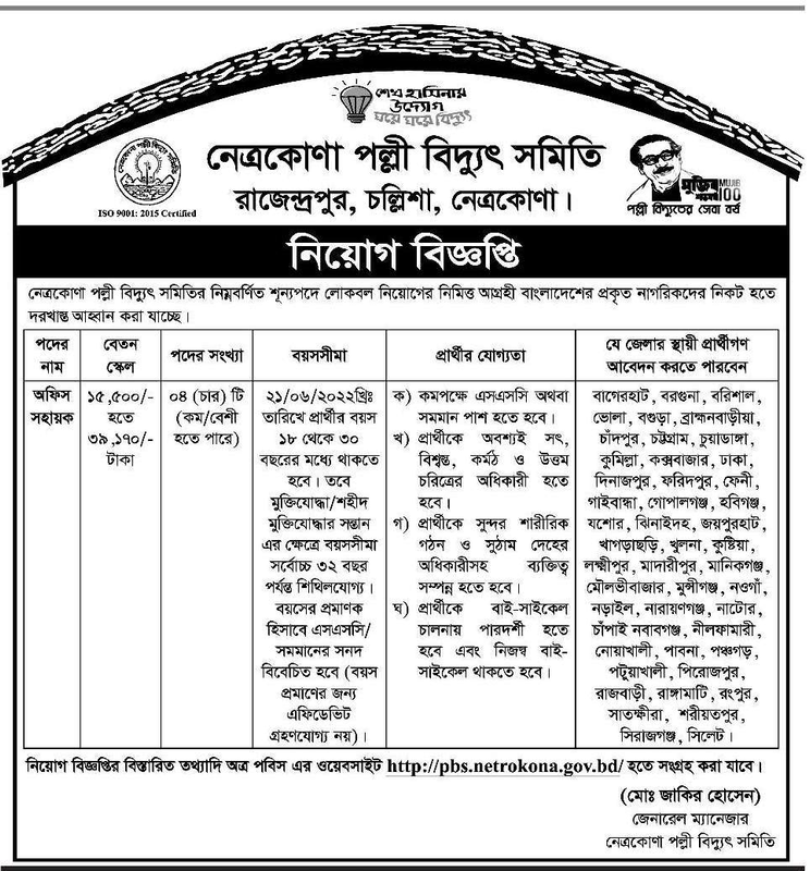 নেত্রকোণা পল্লী বিদ্যুৎ সমিতি নিয়োগ বিজ্ঞপ্তি ২০২