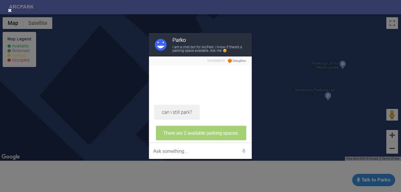 User interface for the chatbot