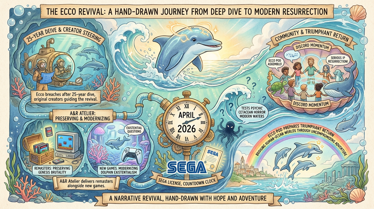 Ecco the Dolphin Returns - Multiple Games Confirmed with Original Creator Leading Revival 1 Dolphin leaping through ocean waves at sunrise