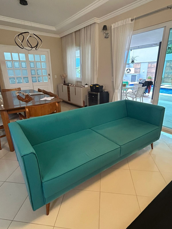 Antes - Sofá azul higienizado