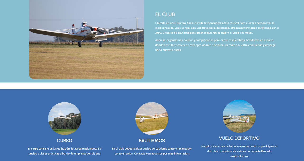 Página del Club de Planeadores Azul