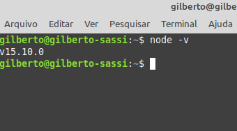 versão do nodejs