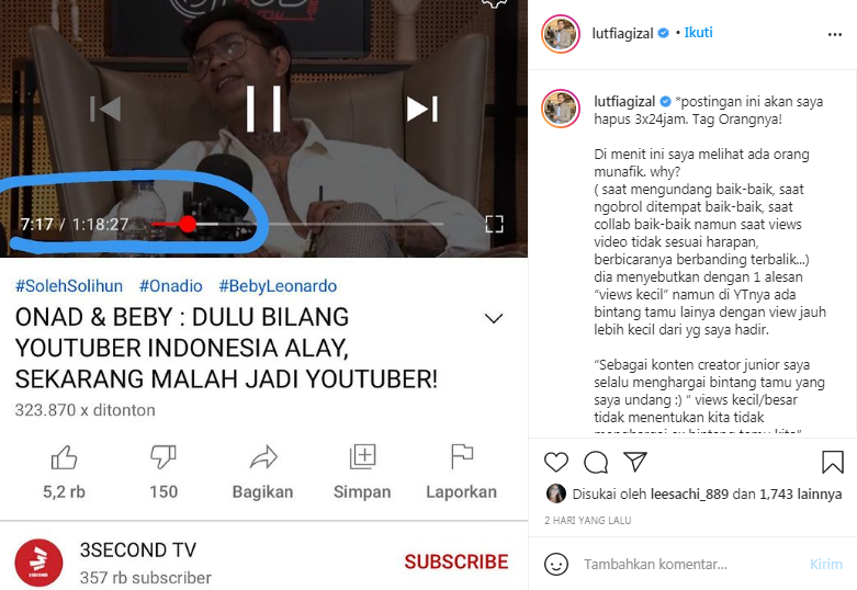 Lutfi Agizal menyindir Onadio Leonardo 