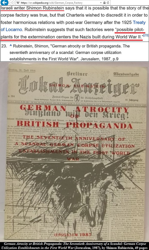 WW1 - German atrocity of British propaganda - 1987 - Corpse-Factory Story - the seventieth anniversa