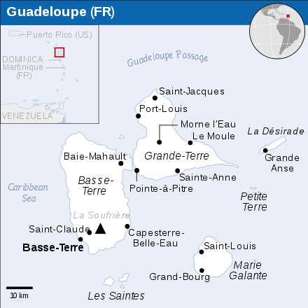 10 Céntimos Luis Felipe I. Colonias Francesas (Guadalupe). 1839. Guadeloupe-Location-Map-2013-GLP-UNOCHA-svg