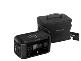 Une batterie portable Ecoflow river mini et son sac de transport