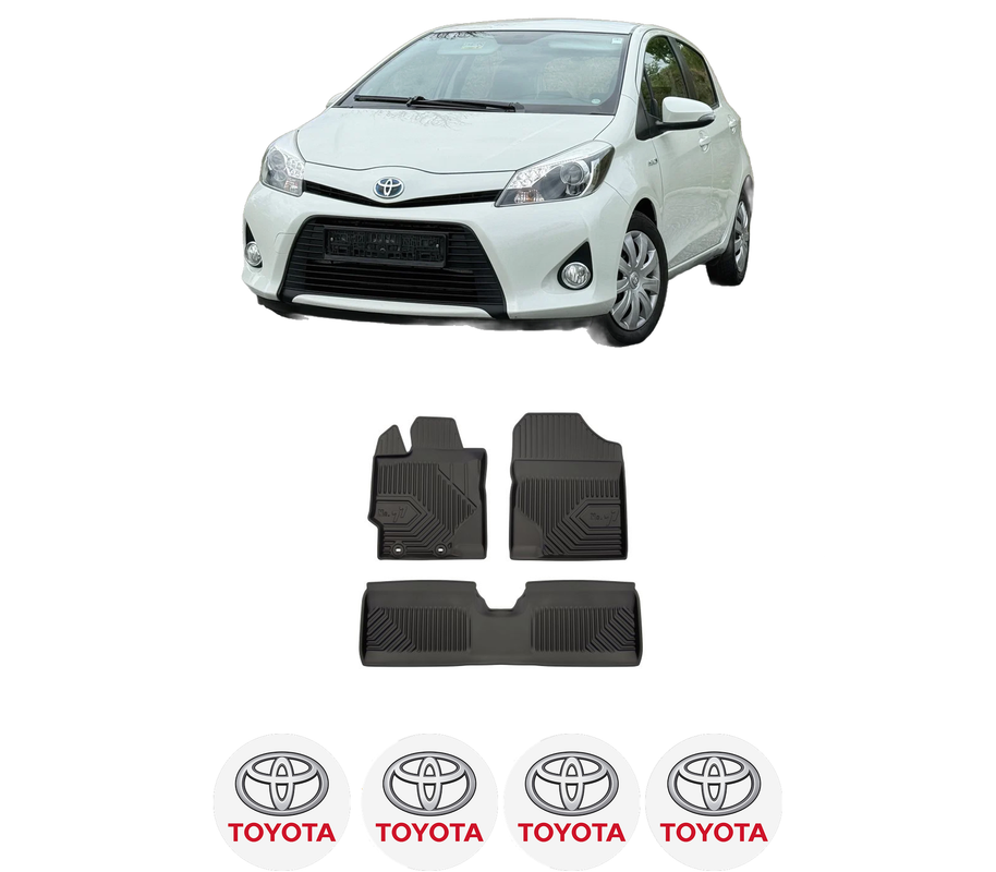 Set covorase presuri TOYOTA YARIS (_P15_) din 2013-2016, auto, din cauciuc thermoplastic, 4 Stickere auto cu TOYOTA