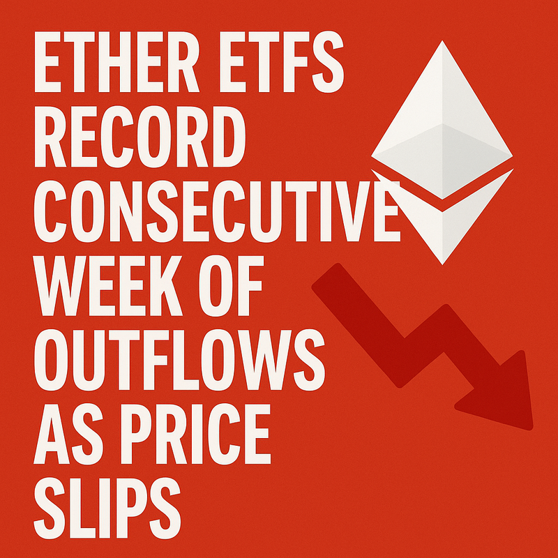 Ether ETFs record consecutive week of outflows as price slips.