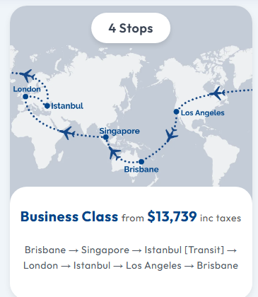 Brisbane → Singapore → Istanbul [Transit] → London → Istanbul → L - Mundial 2026 en USA-Mexico-Canada