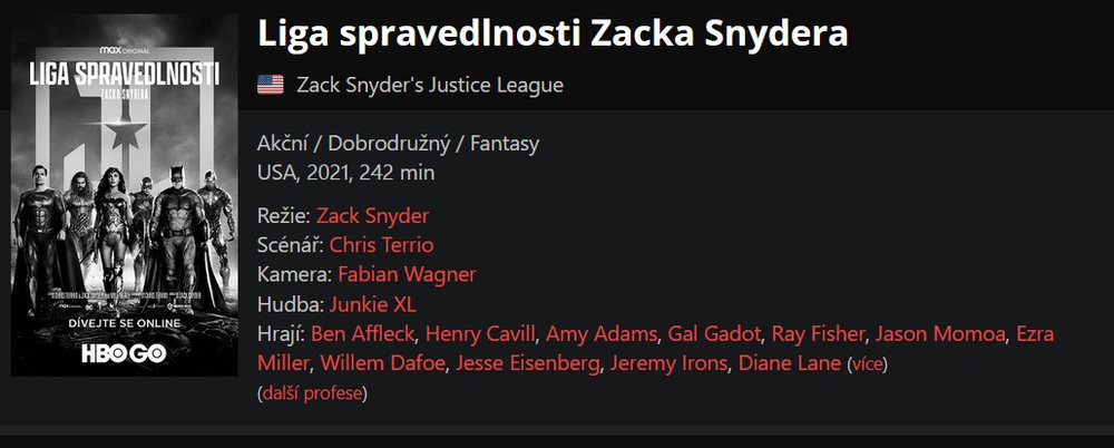 Re: Liga spravedlnosti Zacka Snydera / Justice League (2021)