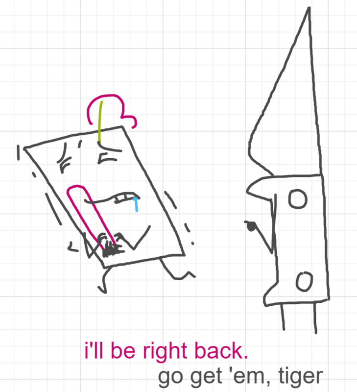 A panel from You're In Danger, Boy, episode seven of the Board Boards object show by Furretwalk/WalkingFurret.