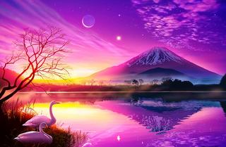 Thơ hoạ Nguyễn Thành Sáng & Tam Muội (1074) Pink-Orange-Duck-Sunset