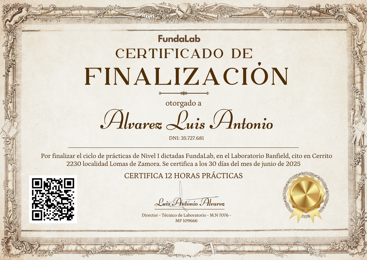 Certificado Prácticas de Nivel I