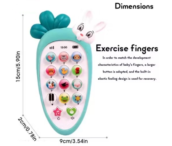 KUDDLEKART RABIT MUSICAL PHONE KIDS TOYS PHONE (20+MUSIC) Color 1 (T119)