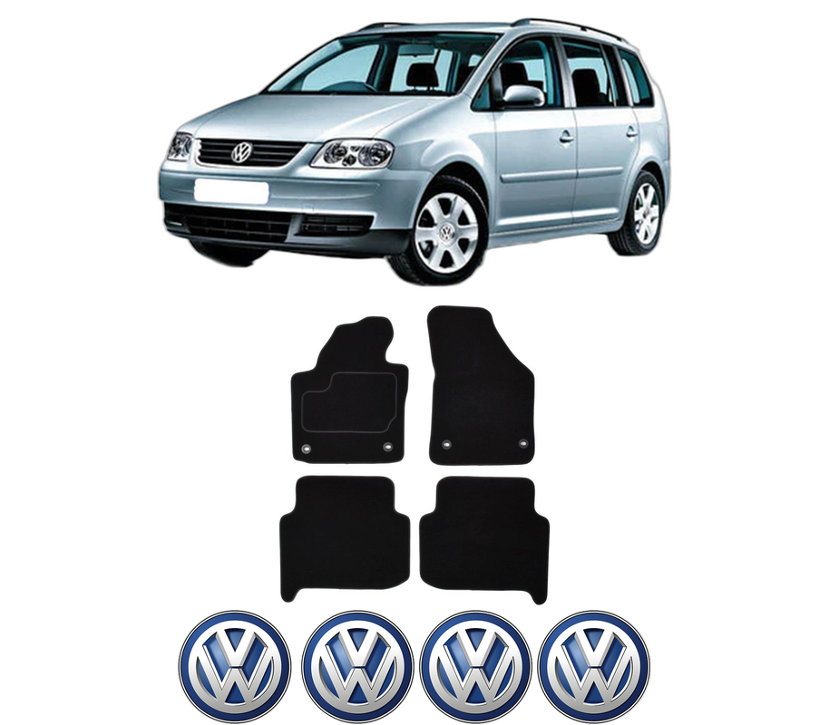 Set Covorase Presuri Volkswagen TOURAN (1T1, 1T2) din 2003-2010, Auto, Material Textil Mocheta, 4 Stickere auto cu Volkswagen