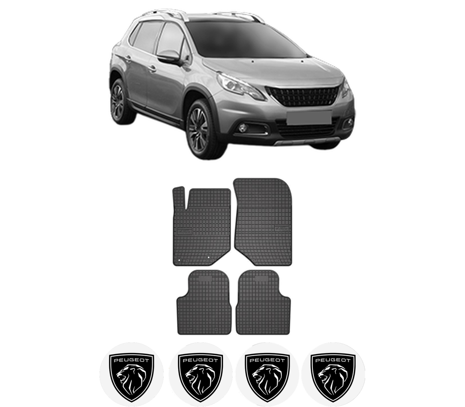 Set covorase presuri PEUGEOT 2008 I Van (CU_) din 2018-2019, auto, din cauciuc thermoplastic, 4 Stickere auto cu PEUGEOT