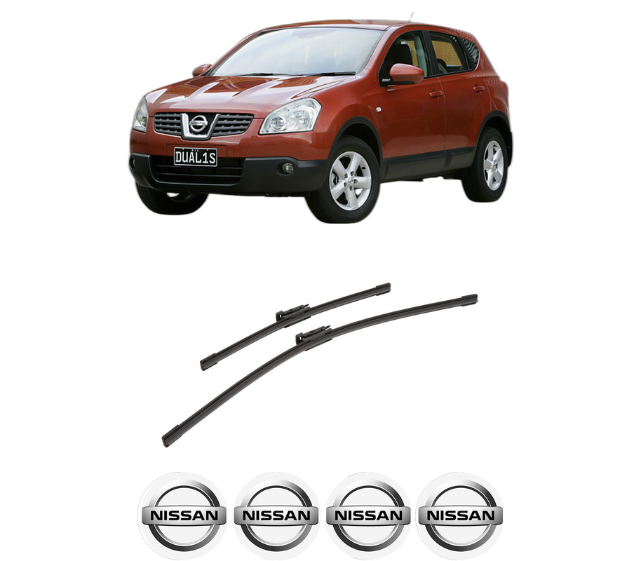 Set stergatoare auto NISSAN QASHQAI I (J10, NJ10) din 2006-2014, pentru parbriz auto, 2 bucati, Bosch Aerotwin, din cauciuc siliconat rezistent, 4 Stickere Auto NISSAN