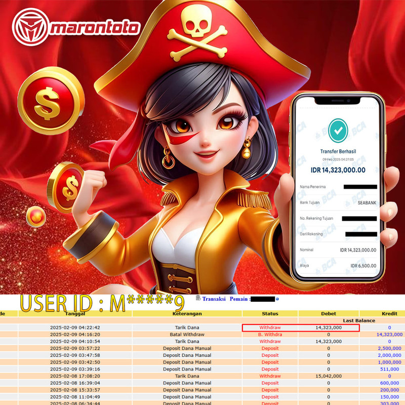 Bukti Kemenangan Member Marontoto Sebesar 14.323,000 JuTa