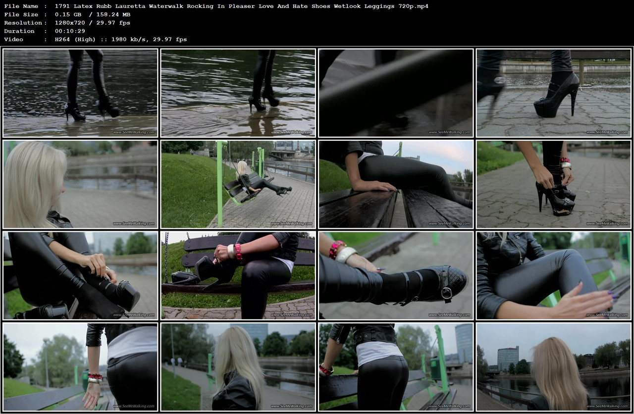 1791 Latex Rubb Lauretta Waterwalk Rocking In Pleaser Love And Hate Shoes Wetlook Leggings 720p mp4