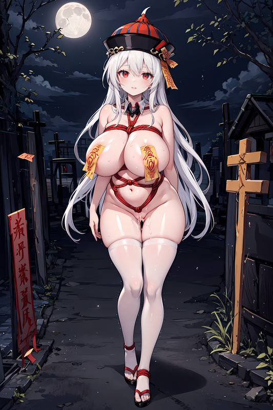 05072-2318060346-1girl,mature female,solo,huge breasts,sagging breasts,_jiangshi, no bra, cleavage, 