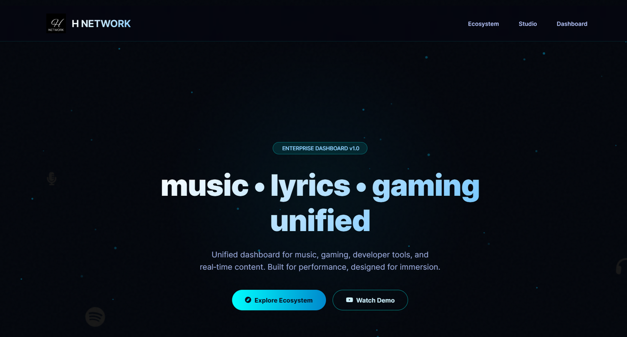 H Network Homepage Screenshot