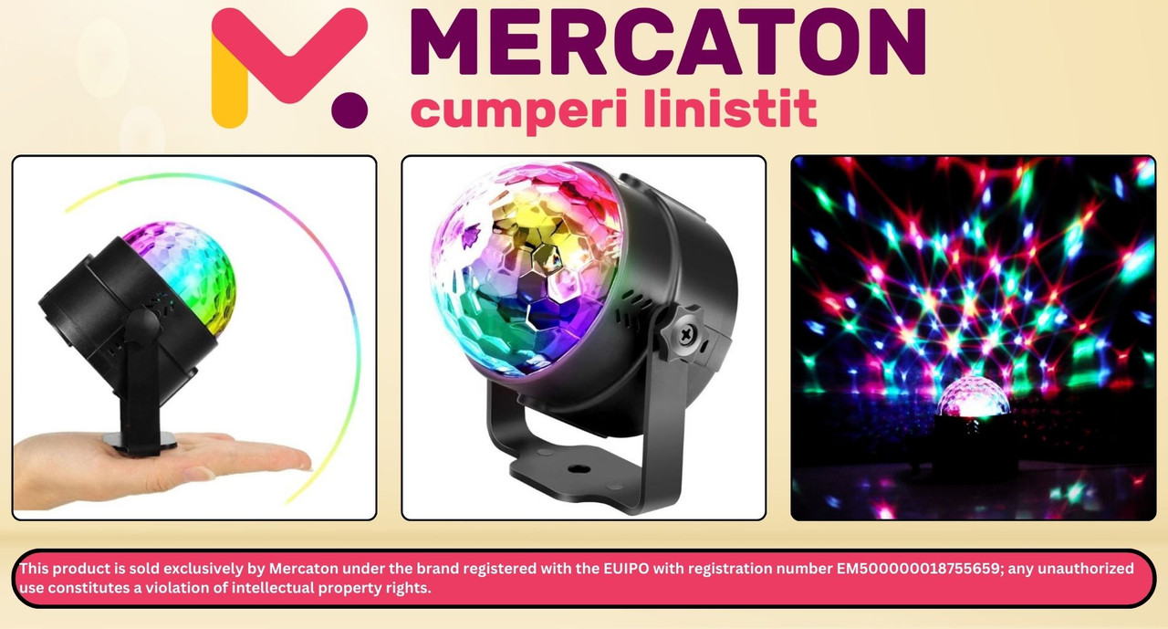 Proiector Disco LED Mercaton RGB cu Senzor de Sunet