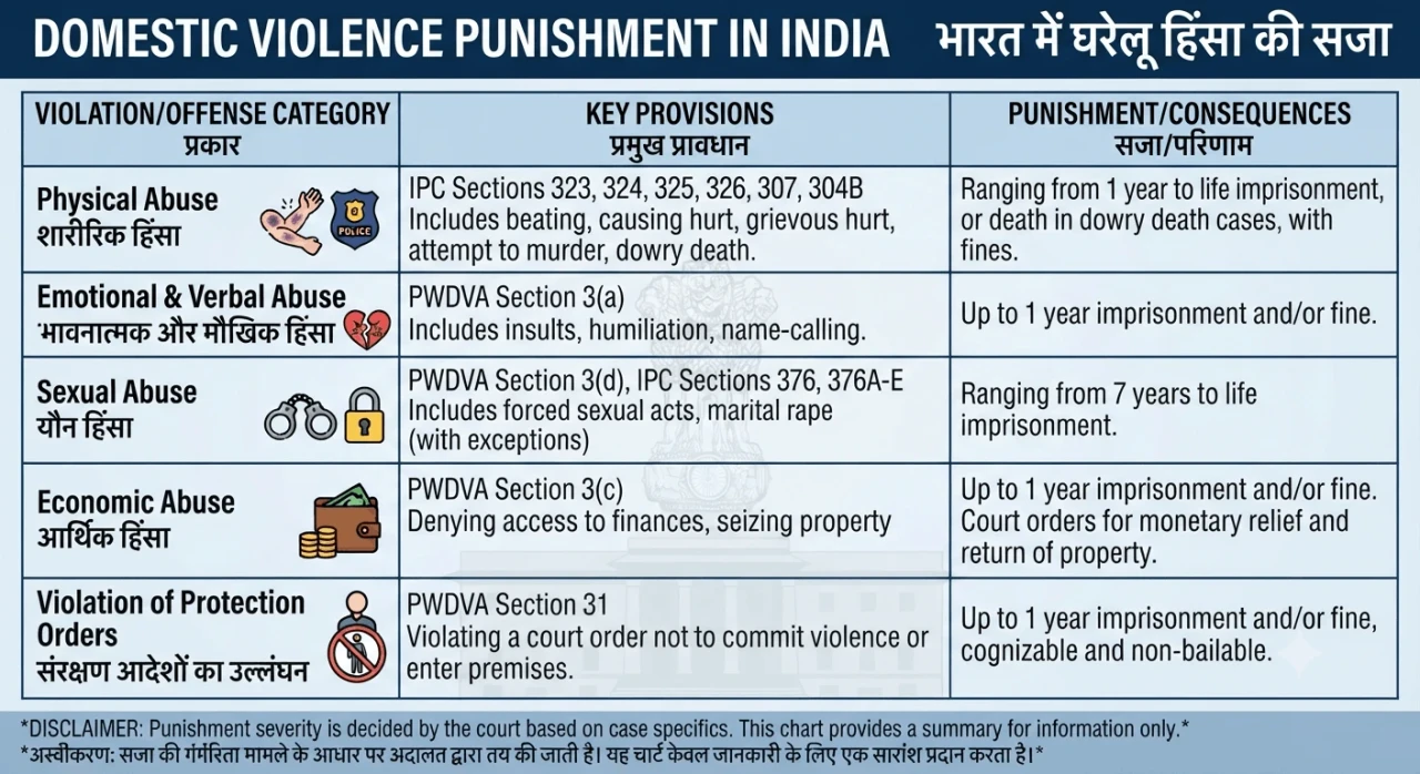 How Many Years of Punishment for Domestic Violence in India?