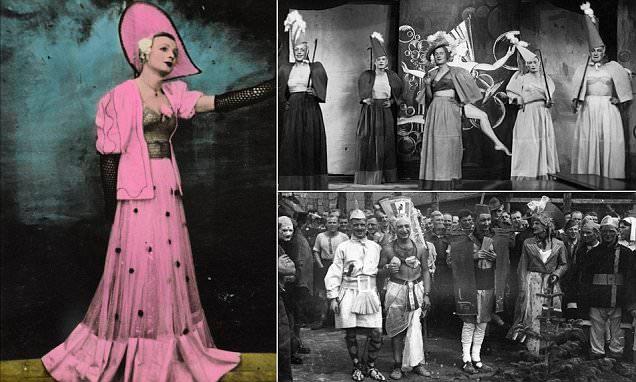 Soldados británicos en un campo de prisioneros nazi que se divertían vistiéndose de mujer. Imagen vía dailymail