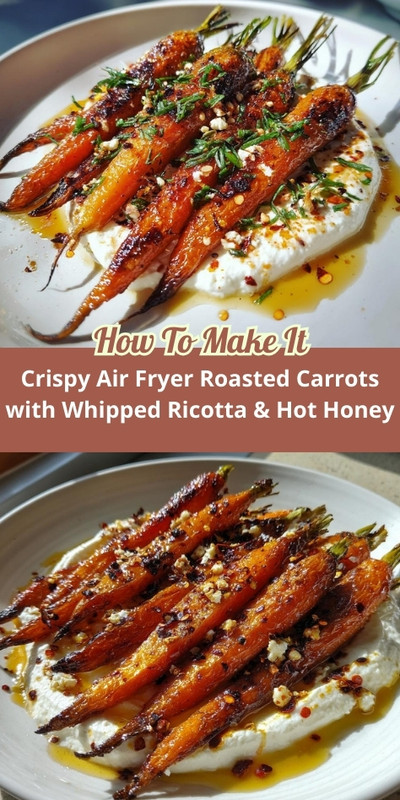 65 Crispy Air Fryer Roasted Carrots with Whipped Ricotta Hot Honey