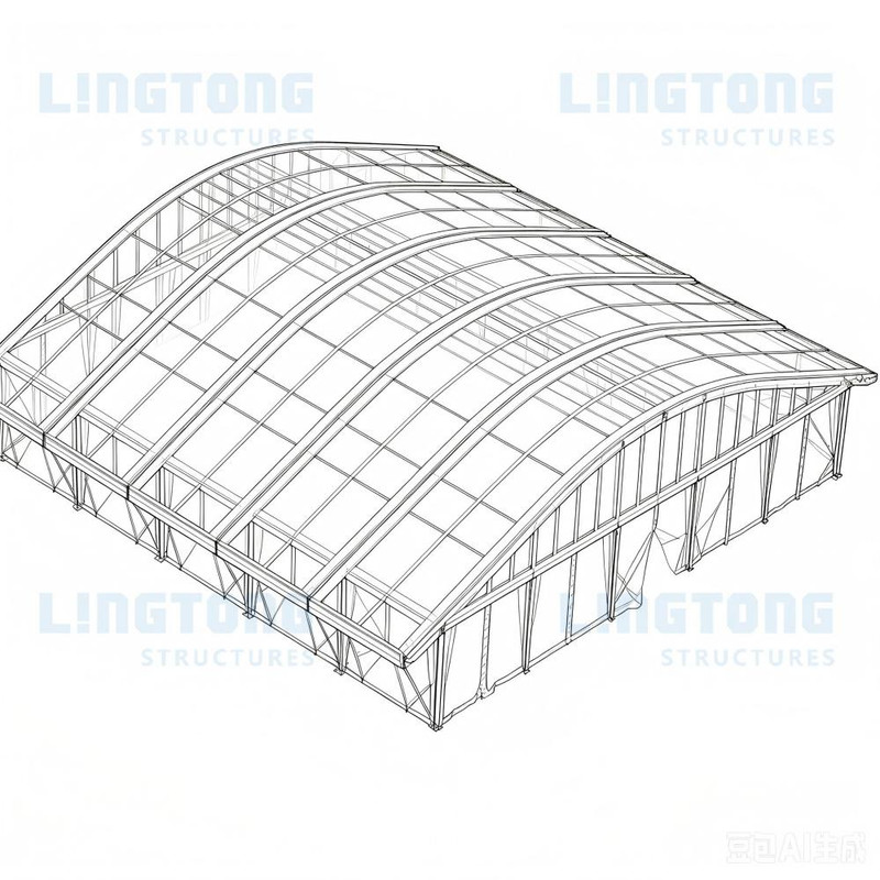 Curved roof sports tent structure with smooth arch design for modern sports facilities