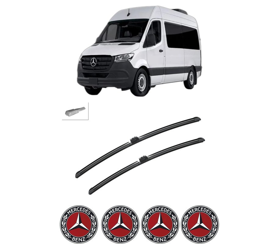 Set stergatoare auto MERCEDES-BENZ SPRINTER 3-t Tourer Bus (B907) din 2018-2021, pentru parbriz auto, 2 bucati, Bosch Aerotwin, din cauciuc siliconat rezistent, 4 Stickere Auto MERCEDES-BENZ