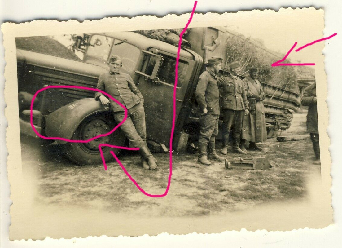 Foto WW2 schwerer Büssing NAG LKW Pritsche Pionier-Wappen Ponton Rußland-Einsatz