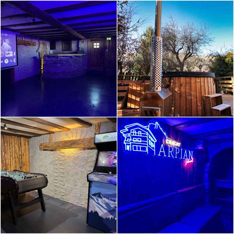Chalet avec salle de jeux et bar