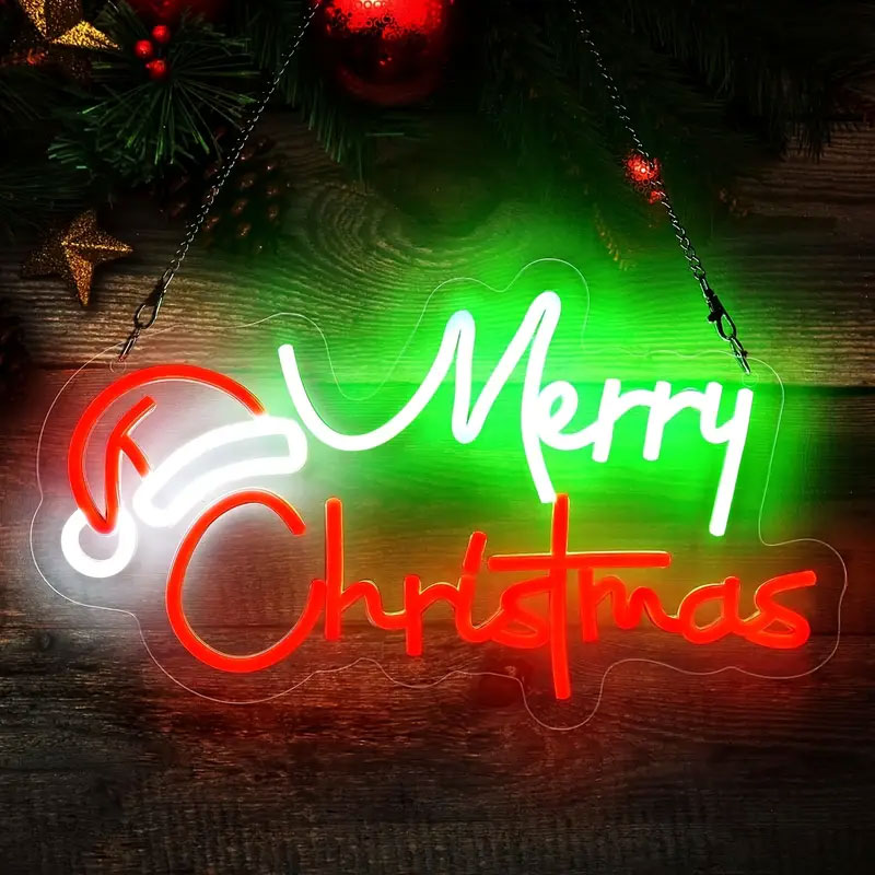 Christmas Hat Neon Sign - Merry Christmas, Christmas Party Decoration, Room Wall Decoration, Is The Best Christmas Gift For Friends And Family._voghion.com