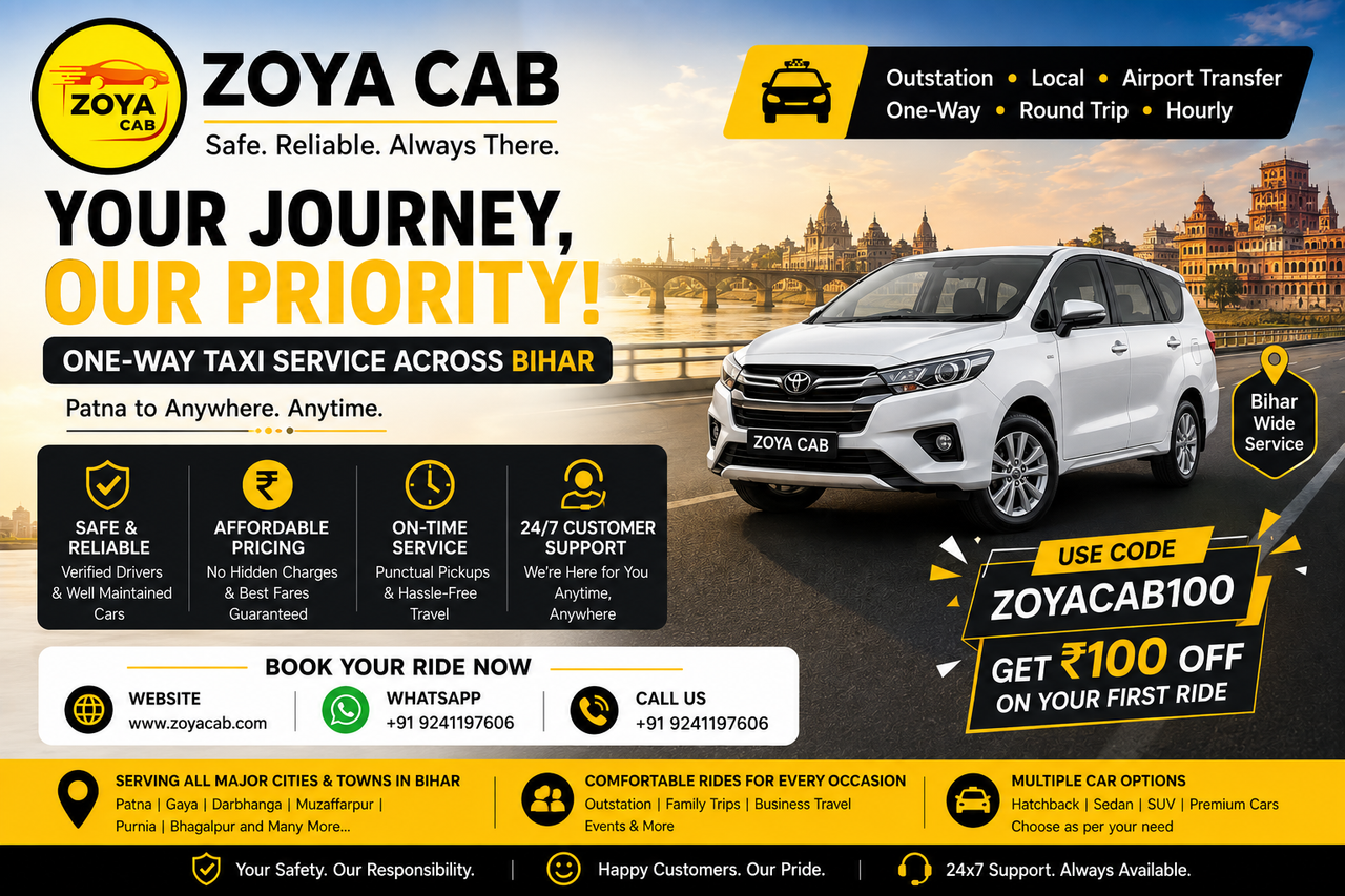 Best Cab in Bihar: Why Zoya Cab is the Smartest Choice for One-Way Taxi Travel