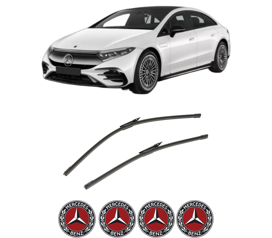 Set stergatoare auto MERCEDES-BENZ EQS (V297) din 2021-2023, pentru parbriz auto, 2 bucati, Bosch Aerotwin, din cauciuc siliconat rezistent, 4 Stickere Auto MERCEDES-BENZ