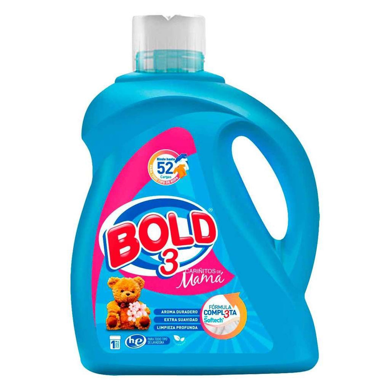 Chedraui: Detergente Líquido Bold 3 Cariñitos de Mamá 4.23L -30% 