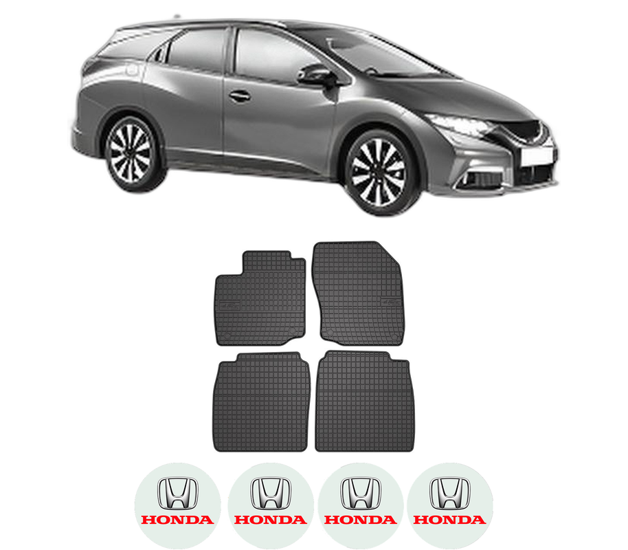 Set covorase presuri HONDA CIVIC IX Tourer (FK) din 2014-2016, auto, din cauciuc thermoplastic, 4 Stickere auto cu HONDA