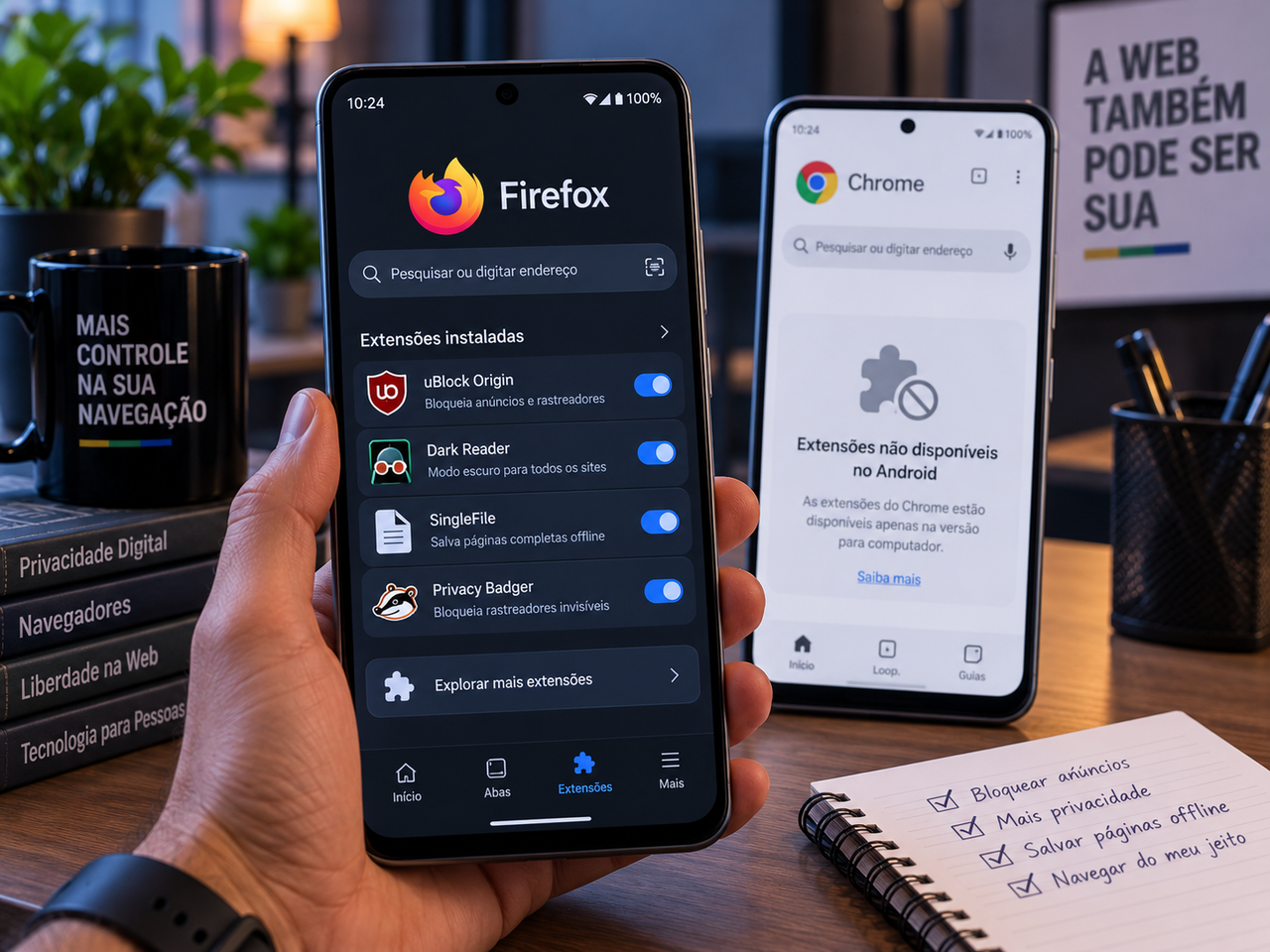 Firefox encontrou no Android uma arma que o Chrome ainda não tem: extensões de verdade no celular
