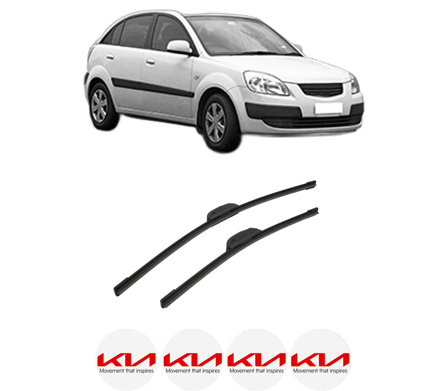 Set stergatoare auto KIA RIO II (JB) din 2005-2011, pentru parbriz auto, 2 bucati, Bosch Aerotwin Retrofit, din cauciuc siliconat rezistent, 4 Stickere Auto KIA