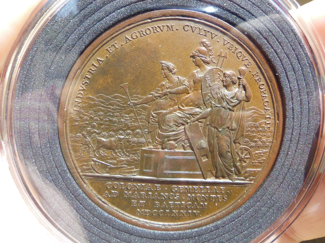 Medalla de la fundación de las colonias de Sierra Morena. Carlos III. Madrid. 1774. IMGP8893