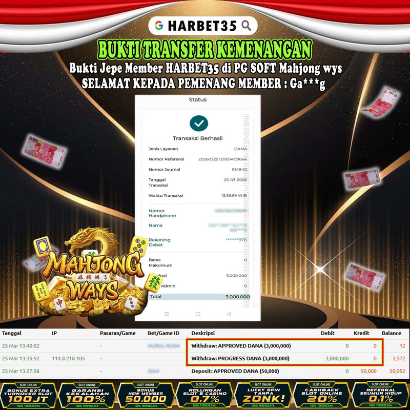 HARBET35 JEPE! PG SOFT Mahjong wys Rp 3.000.000,- LUNAS!