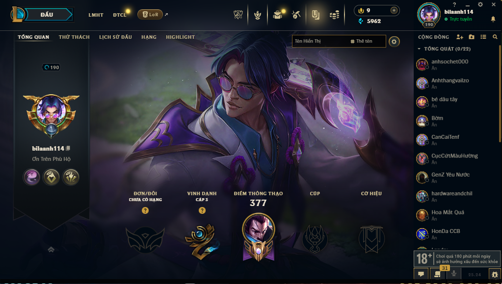 Acc LMHT # - Không Khung