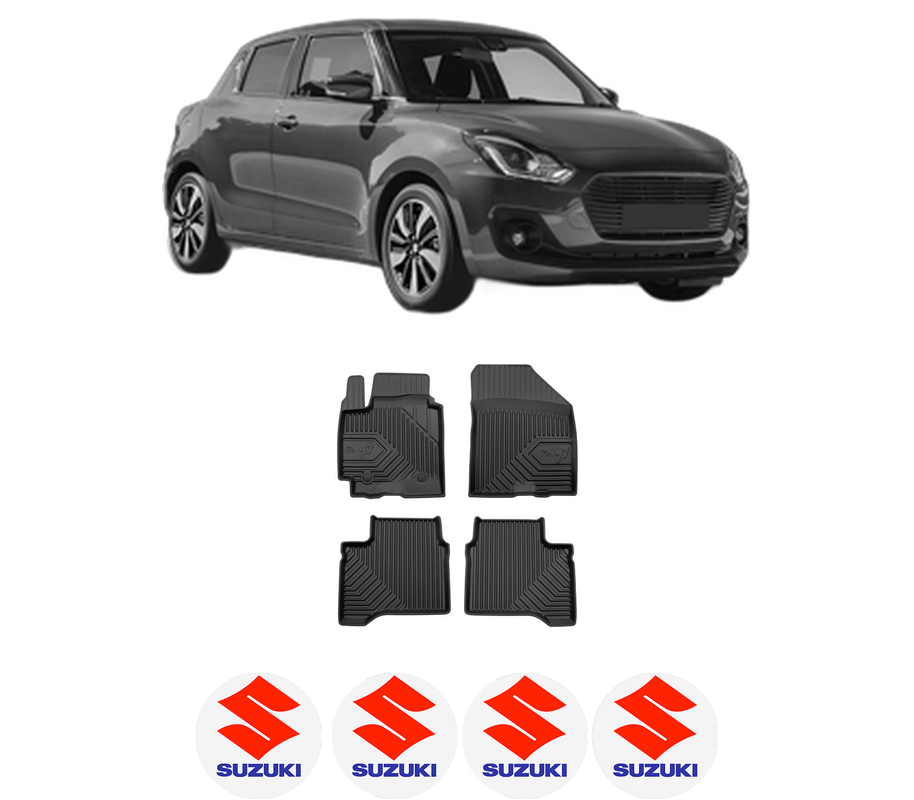 Set covorase presuri SUZUKI SWIFT V (AZ) din 2017-2020, auto, din cauciuc thermoplastic, 4 Stickere auto cu SUZUKI